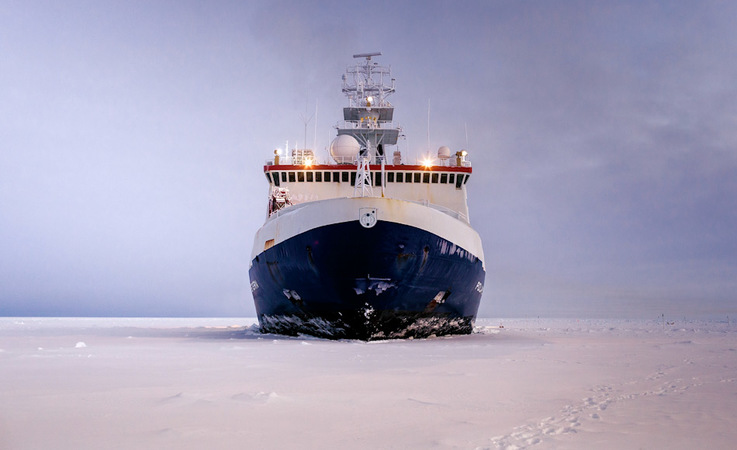 Die u201ePolarsternu201c ist der Forschungseisbrecher im Dienst des Alfred-Wegener-Instituts (AWI) und